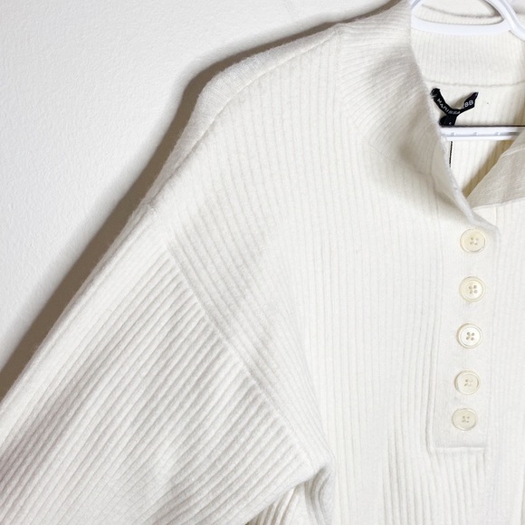 Marissa Webb Arie ribbed cashmere blend Henley sweater in cream size S - Picture 7 of 14